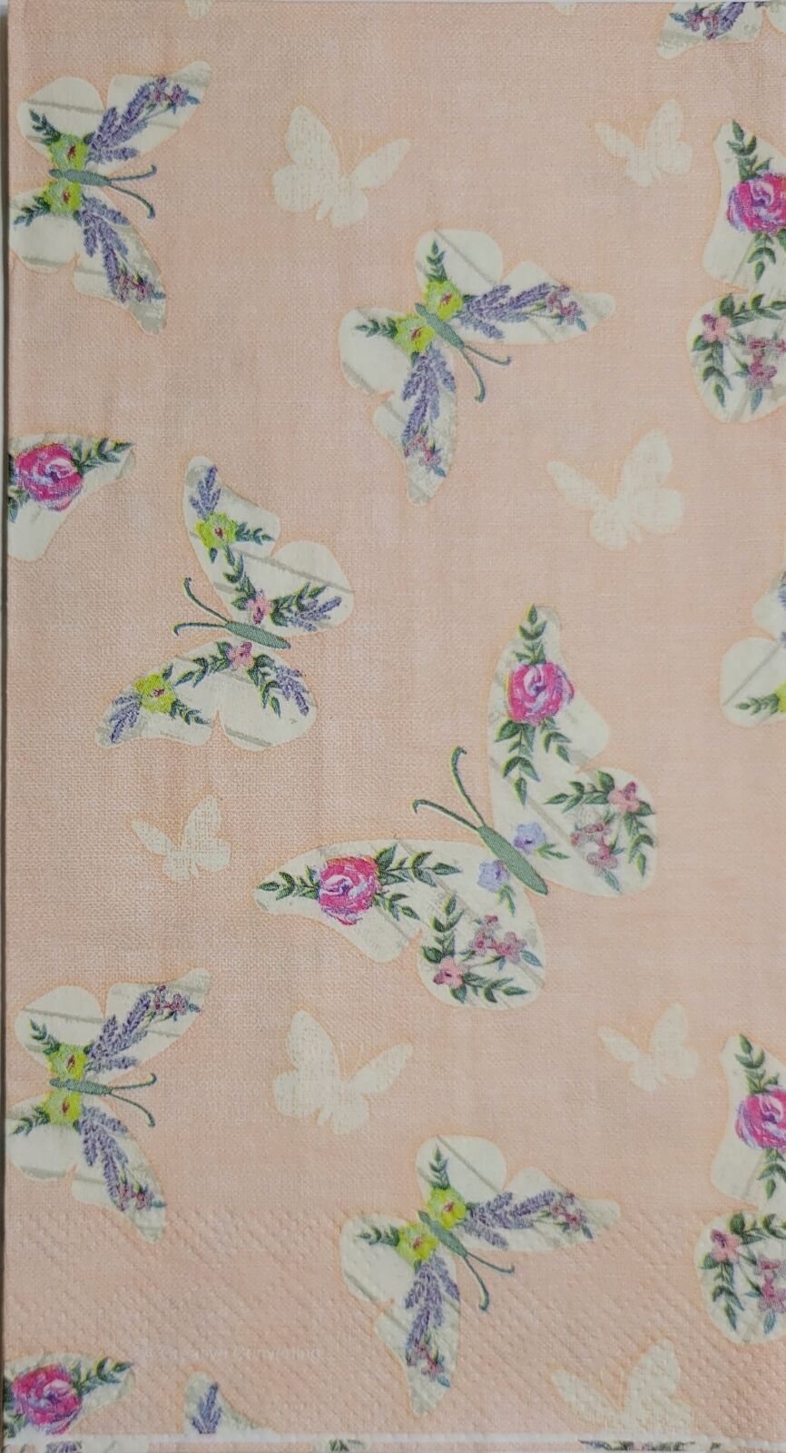 TWO Individual Paper Guest Decoupage Napkins - 2427 Floral Butterflies