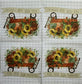 Two Individual Paper Cocktail Decoupage Napkins - 2497 Pumpkin Floral Wagon