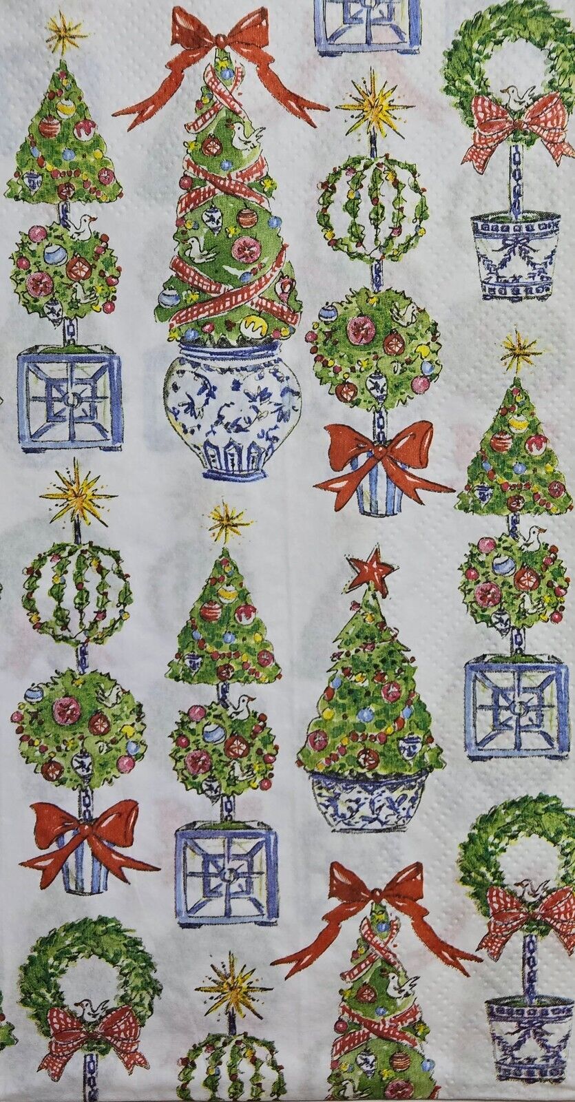 TWO Individual Paper Guest Decoupage Napkins - 2589 Christmas Green Decor