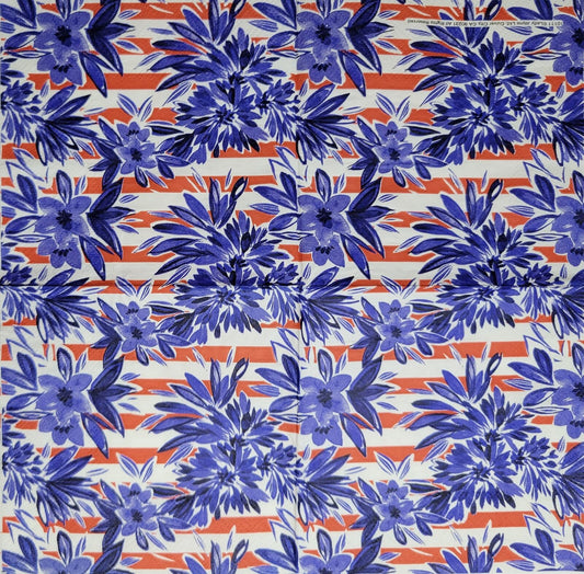 TWO Individual Paper Cocktail Decoupage Napkins - 2387 Blue Patriotic Flowers