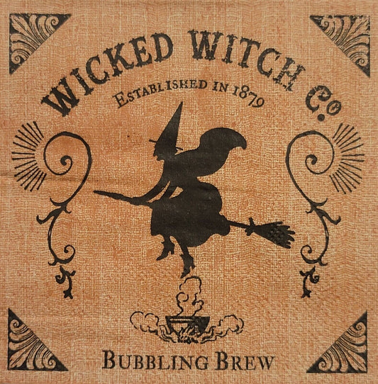 TWO Individual Paper Cocktail Decoupage Napkins- 2464 Wicked Witch Bubbling Brew