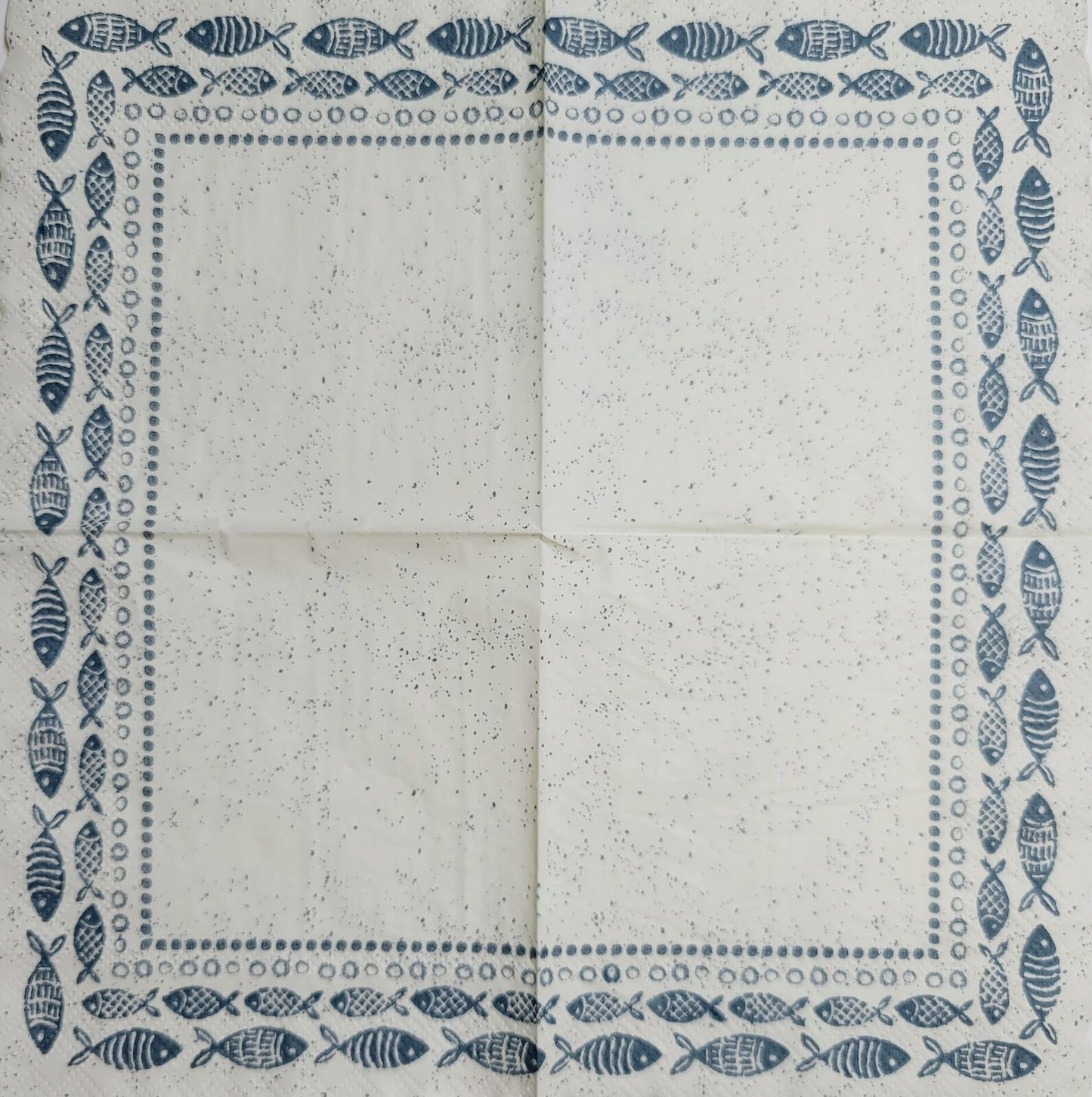 TWO Individual Paper Cocktail Decoupage Napkins - 2396 Blue Fish Border