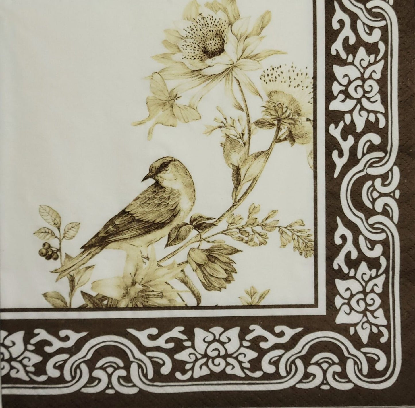 2 Individual Paper Lunch Decoupage Napkins - 2505 Bird in Fall's Nature w Border