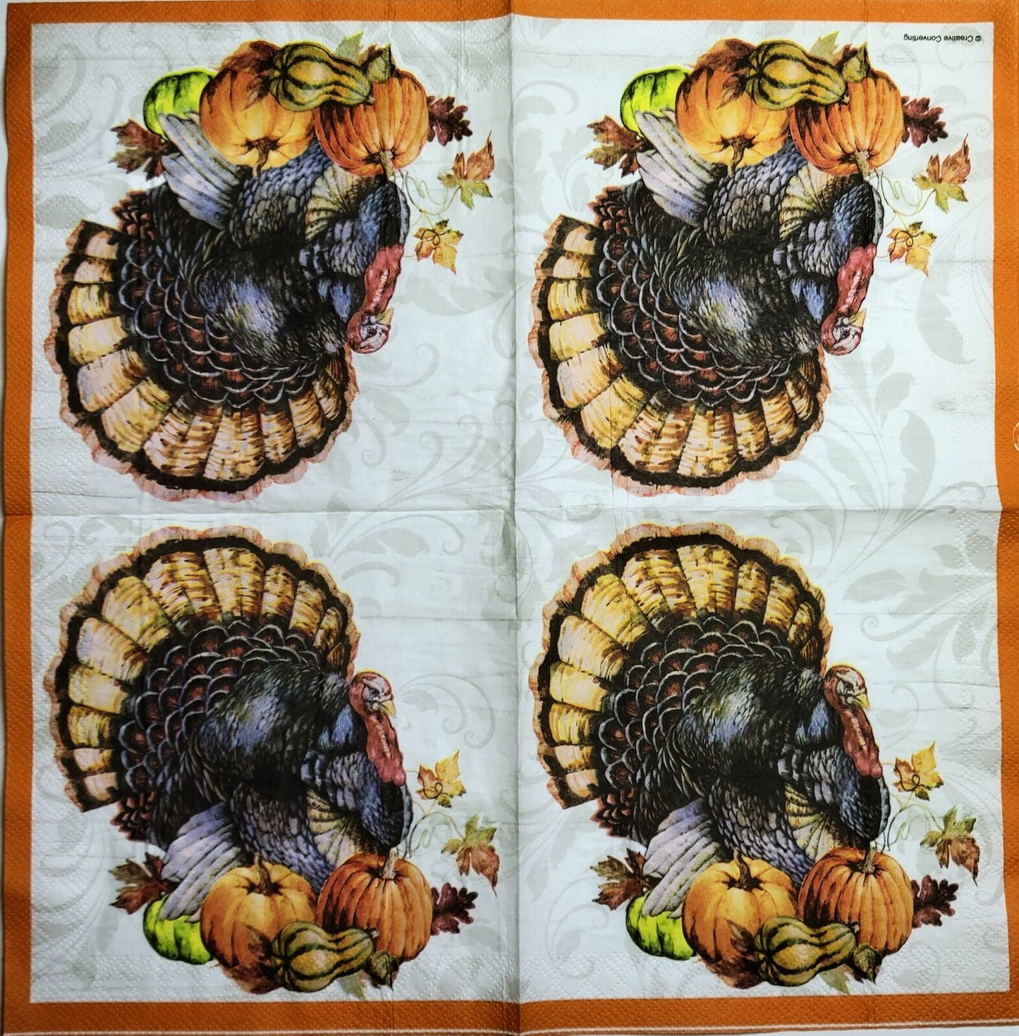 2 Individual Paper Lunch Decoupage Napkins -2507 Traditional Thanksgiving Turkey