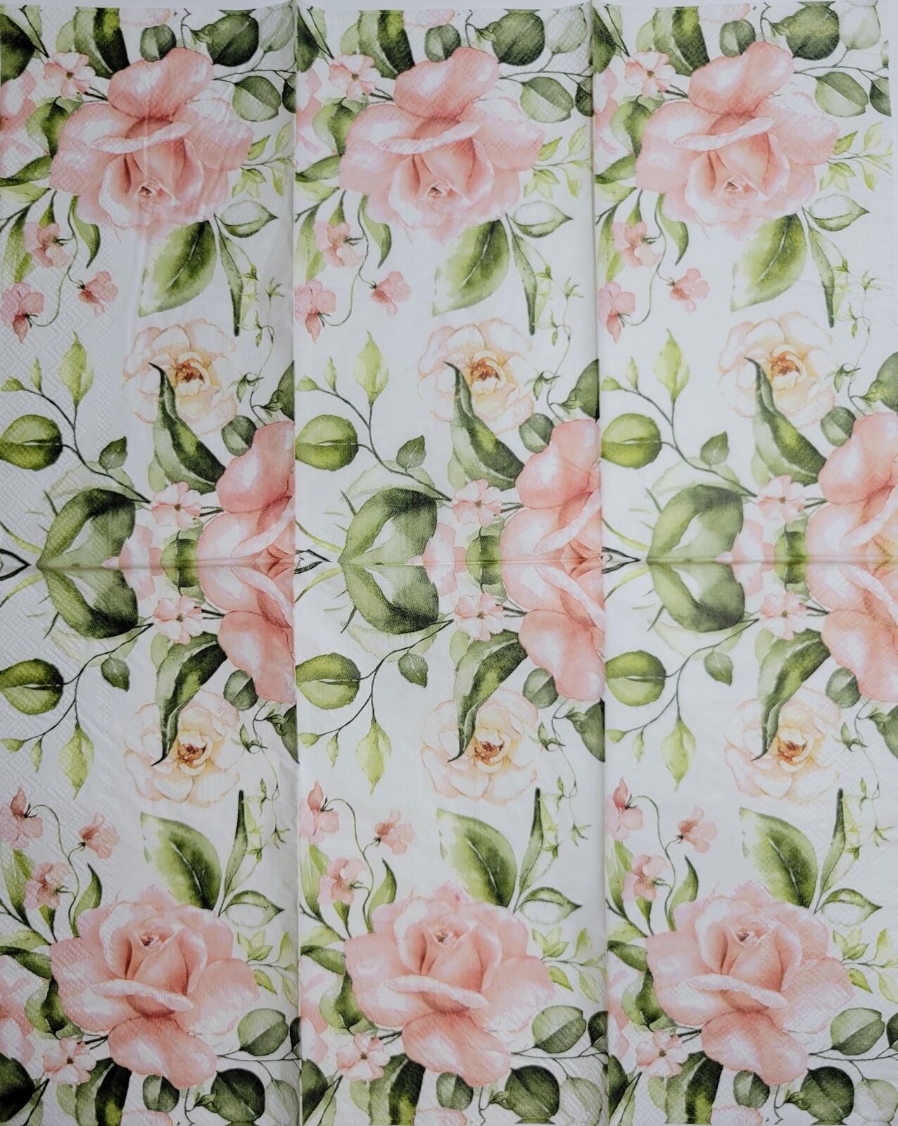 TWO Individual Paper Guest Decoupage Napkins - 2426 Roses in Soft Bloom