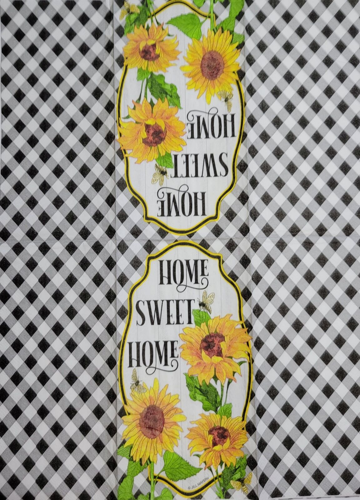 TWO Individual Paper Guest Decoupage Napkins - 2419 Home Sweet Home w Sunflower