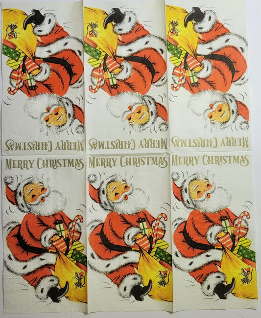 TWO Individual Paper Guest Decoupage Napkins - 2521 Santa's Christmas Delivery