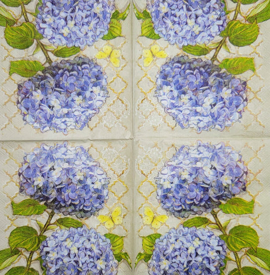 TWO Individual Paper Cocktail Decoupage Napkins - 2442 Heirloom Hydrangeas