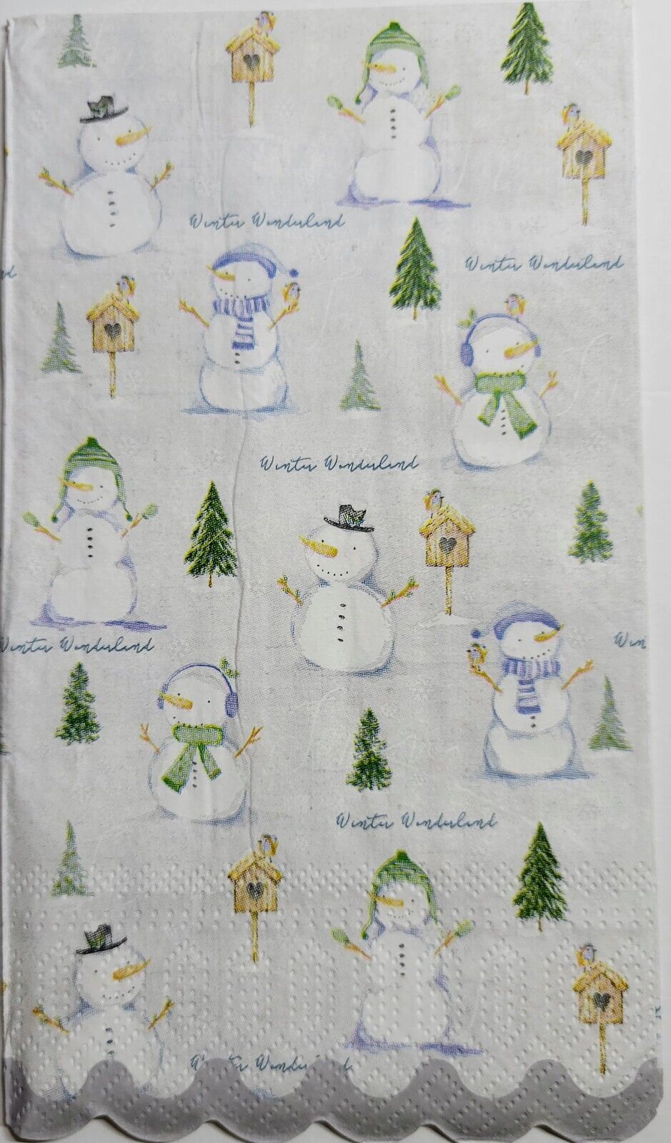 TWO Individual Paper Guest Decoupage Napkins - 2526 Christmas Snowmen Birdhouses