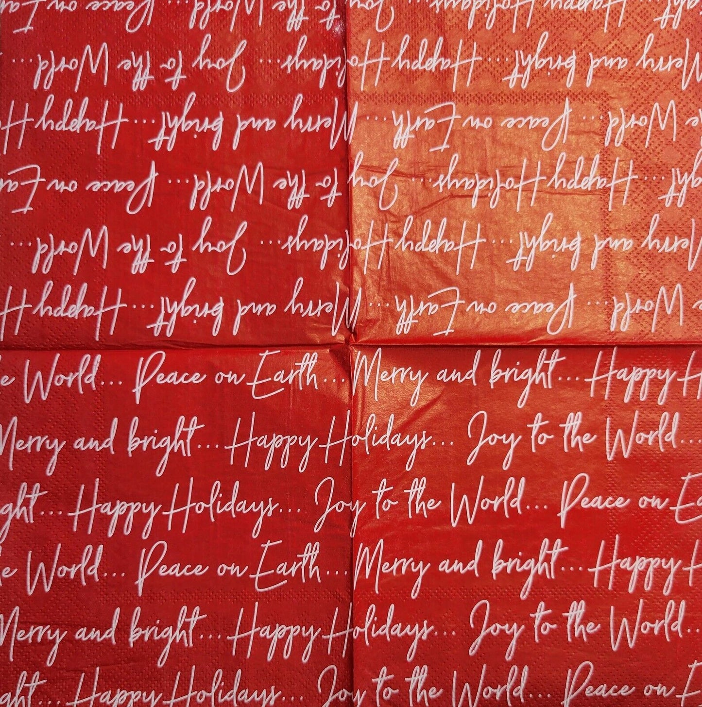 TWO Individual Paper Cocktail Decoupage Napkins - 2564 Christmas Script