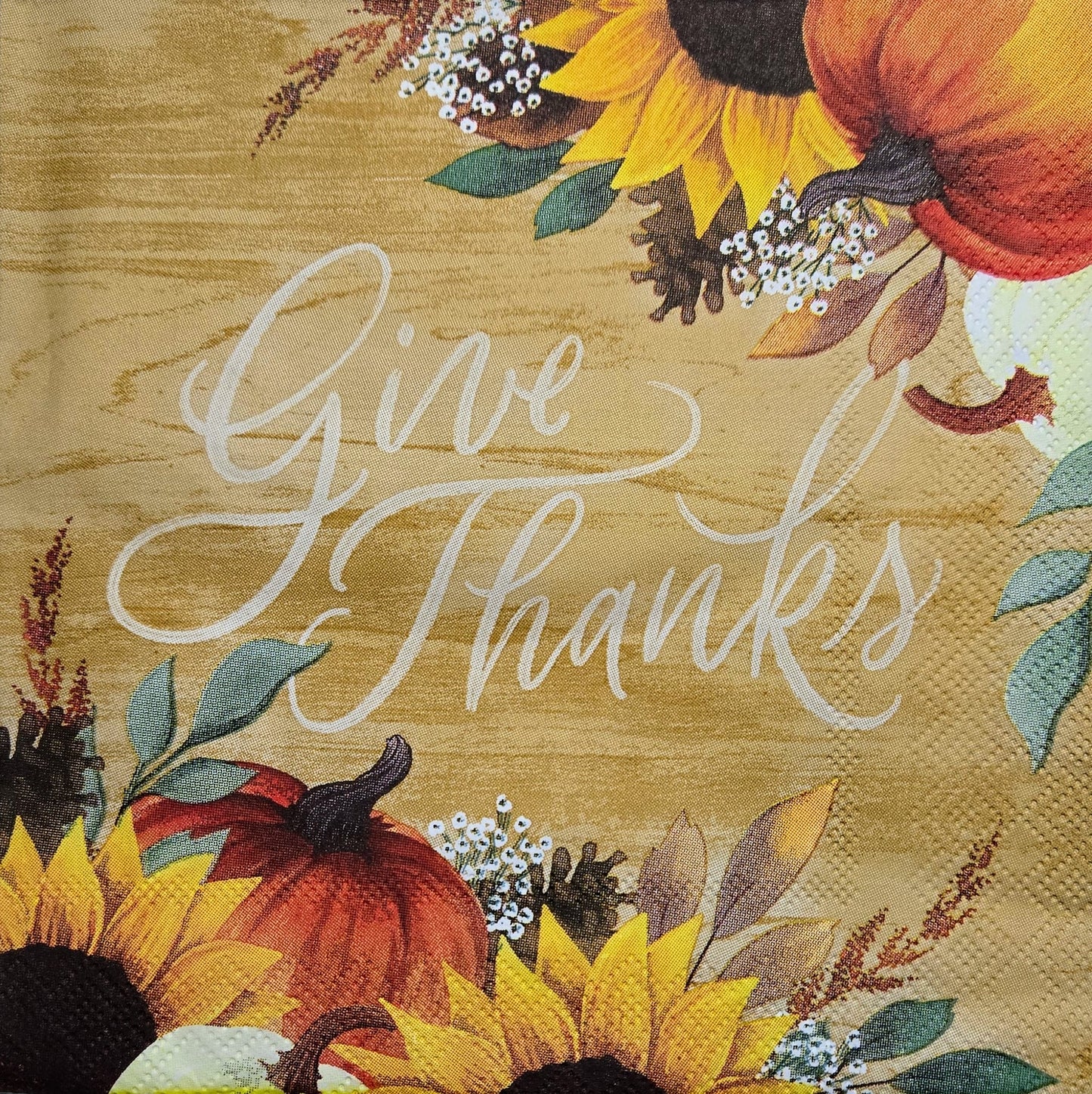 TWO Individual Paper Lunch Decoupage Napkins - 2788 Fall Give Thanks