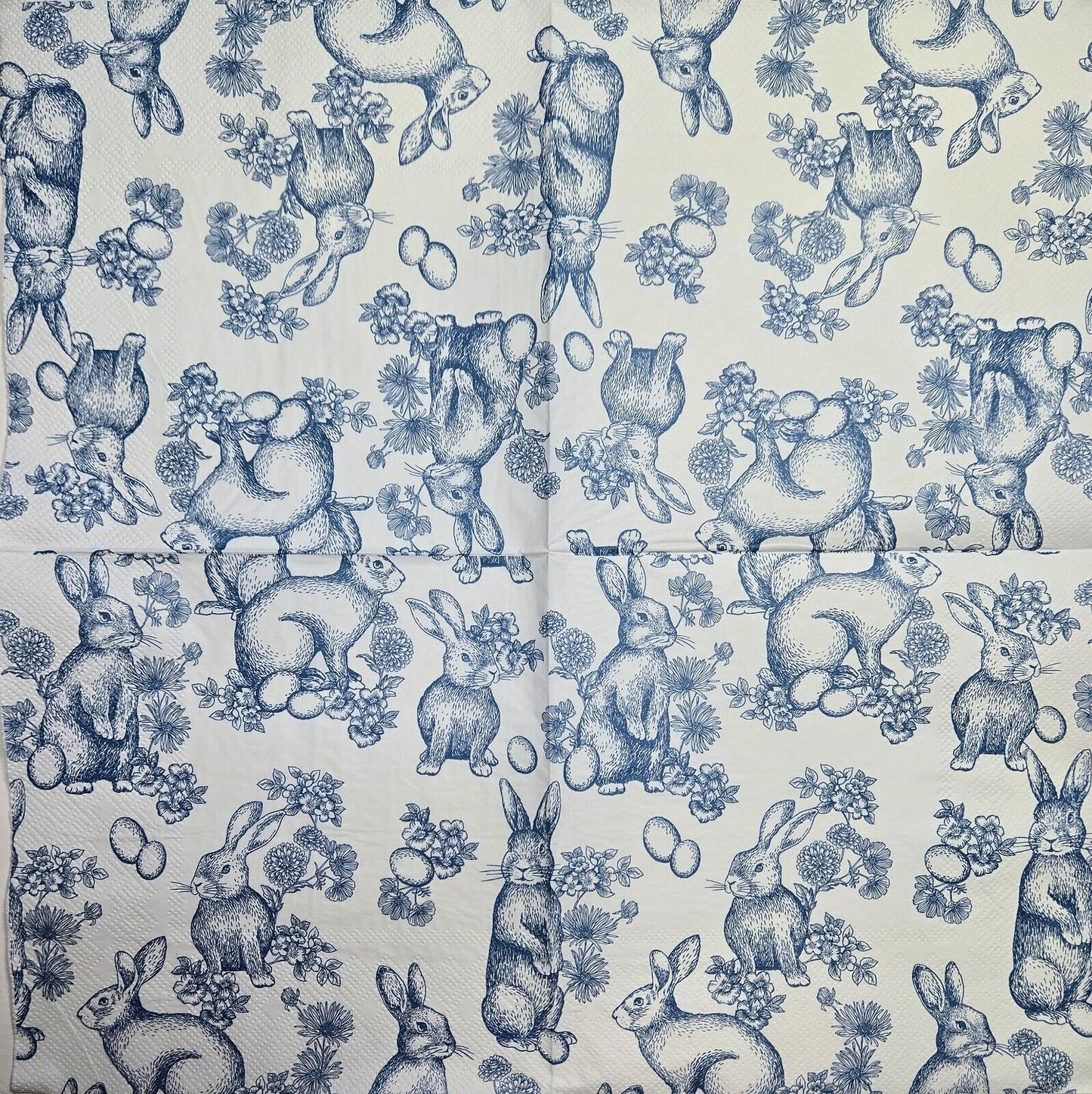 TWO Individual Paper Lunch Decoupage Napkins - 2599 Blue Easter Bunnies