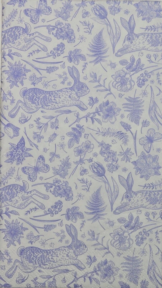 TWO Individual Paper Guest Decoupage Napkins - 2749 Blue Easter Rabbit