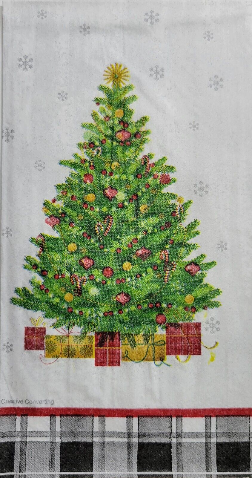 TWO Individual Paper Guest Decoupage Napkins - 2535 Plaid Christmas Tree