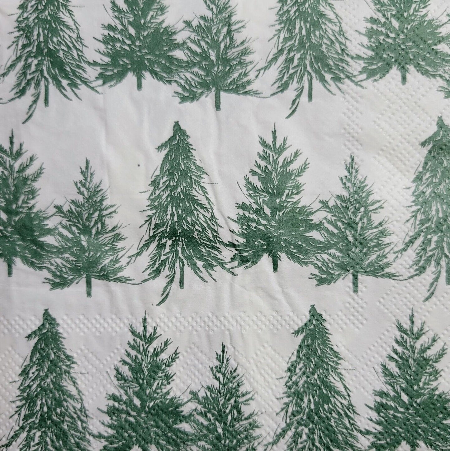 TWO Individual Paper Cocktail Decoupage Napkins - 2560 Green Pine Tree Forest