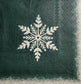 TWO Individual Paper Cocktail Decoupage Napkins - 2567 Winter Snowflake on Green