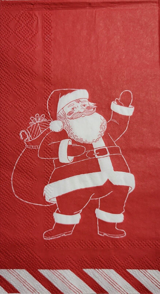 TWO Individual Paper Guest Decoupage Napkins - 2523 Santa in the Red