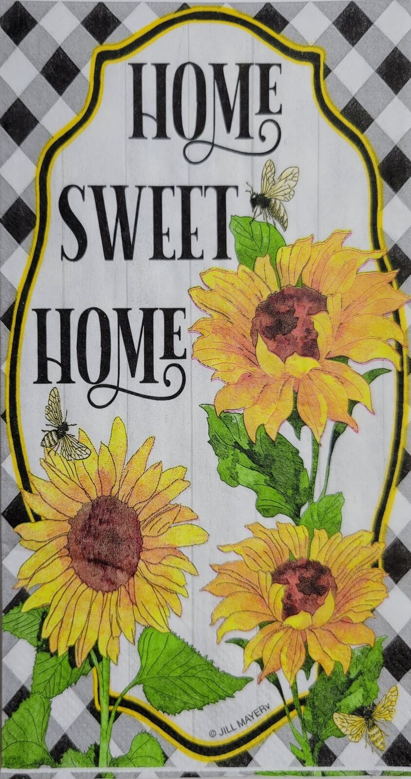 TWO Individual Paper Guest Decoupage Napkins - 2419 Home Sweet Home w Sunflower