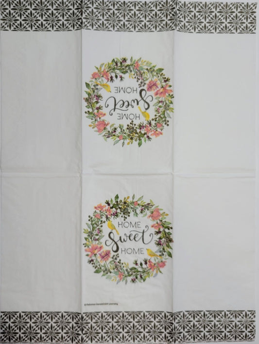 TWO Individual Paper Guest Decoupage Napkins - 2420 Home Sweet Home Wreath