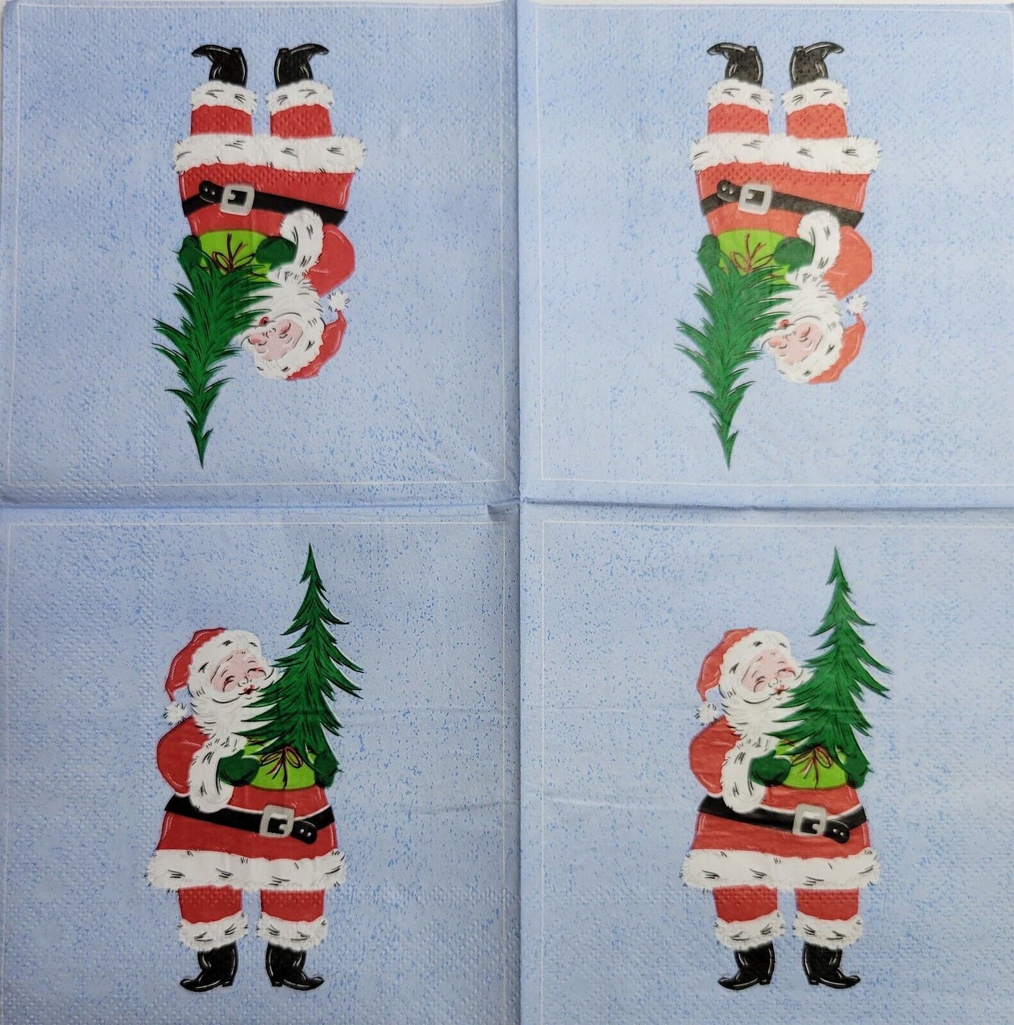 TWO Individual Paper Cocktail Decoupage Napkins - 2553 Christmas Holiday Santa