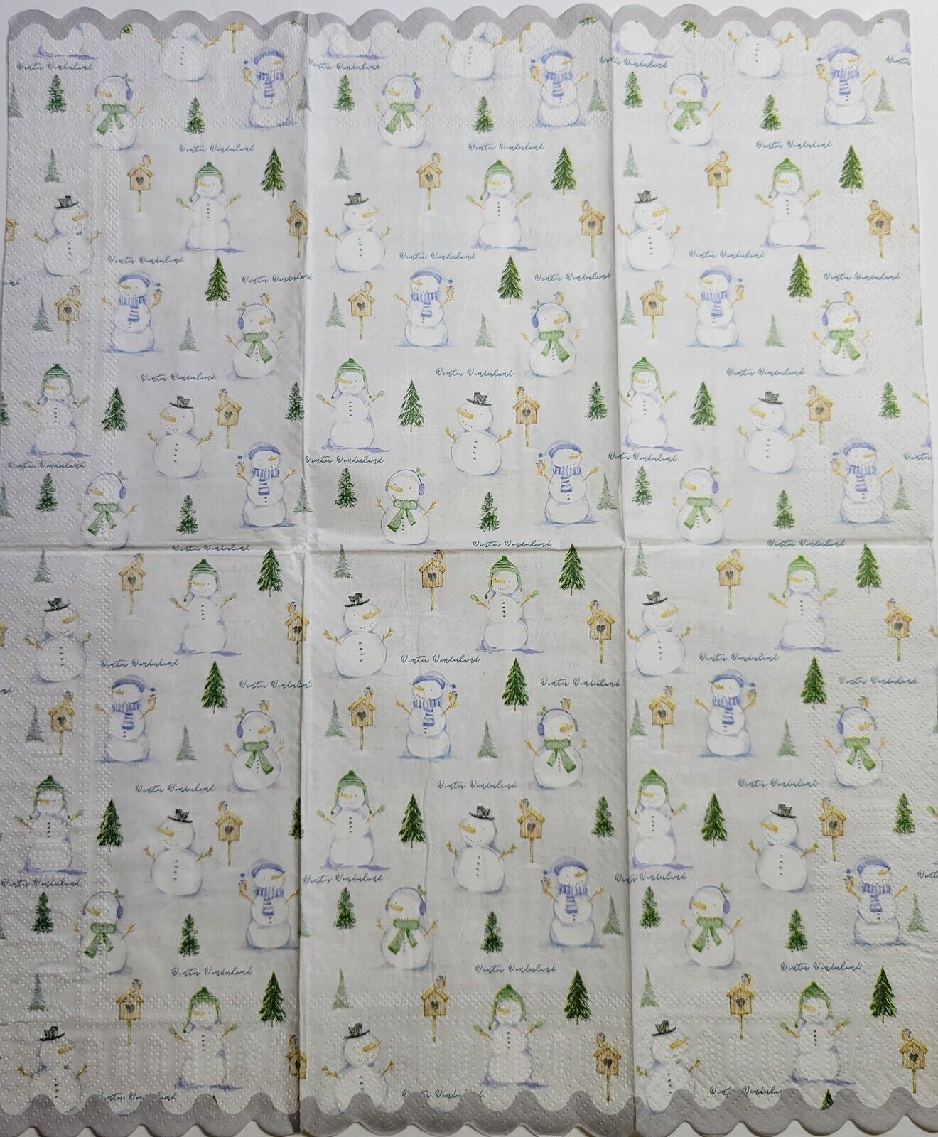 TWO Individual Paper Guest Decoupage Napkins - 2526 Christmas Snowmen Birdhouses