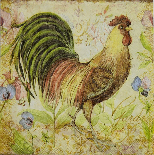 TWO Individual Paper Cocktail Decoupage Napkins - 2448 Proud Country Rooster