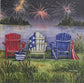 TWO Individual Paper Cocktail Decoupage Napkins - 2626 Lake Fireworks Chairs