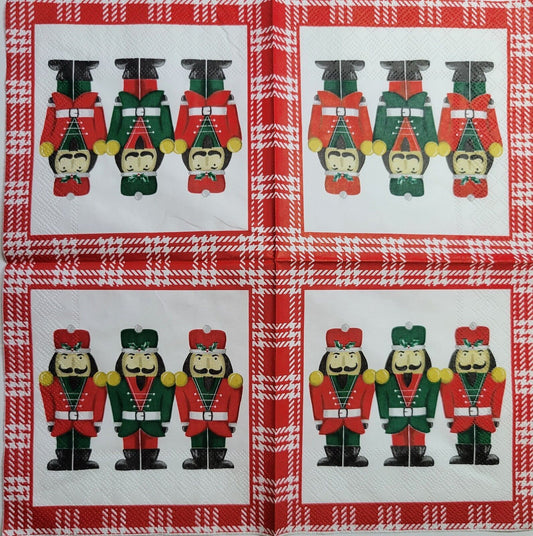 Two Individual Paper Cocktail Decoupage Napkins - 2547 Christmas Nutcrackers