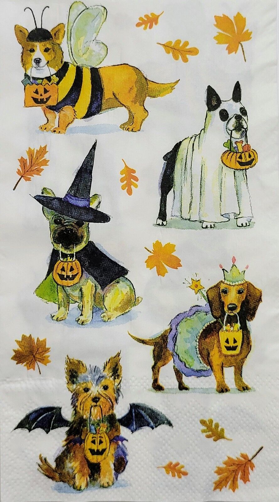 TWO Individual Paper Guest Decoupage Napkins - 2452 Halloween Dog Costumes