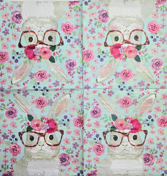 TWO Individual Paper Cocktail Decoupage Napkins - 2603 Bonnie the Spring Bunny