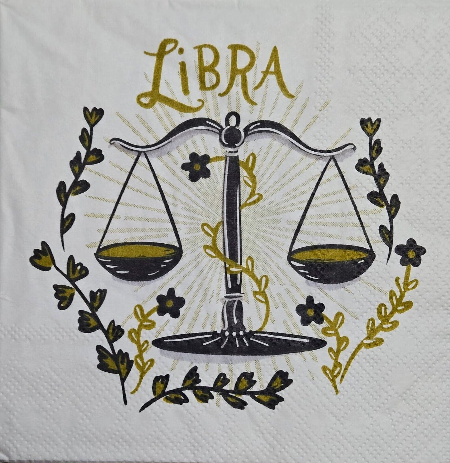 TWO Individual Paper Cocktail Decoupage Napkins - 2612 Zodiac Libra Scales