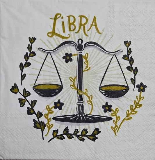 TWO Individual Paper Cocktail Decoupage Napkins - 2612 Zodiac Libra Scales