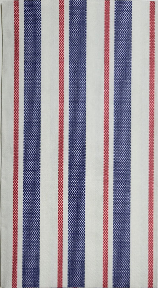 TWO Individual Paper Guest Decoupage Napkins - 2383 Red White and Blue Stipes