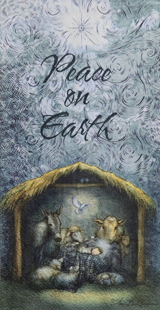 TWO Individual Paper Guest Decoupage Napkins - 2586 Peace on Earth Nativity