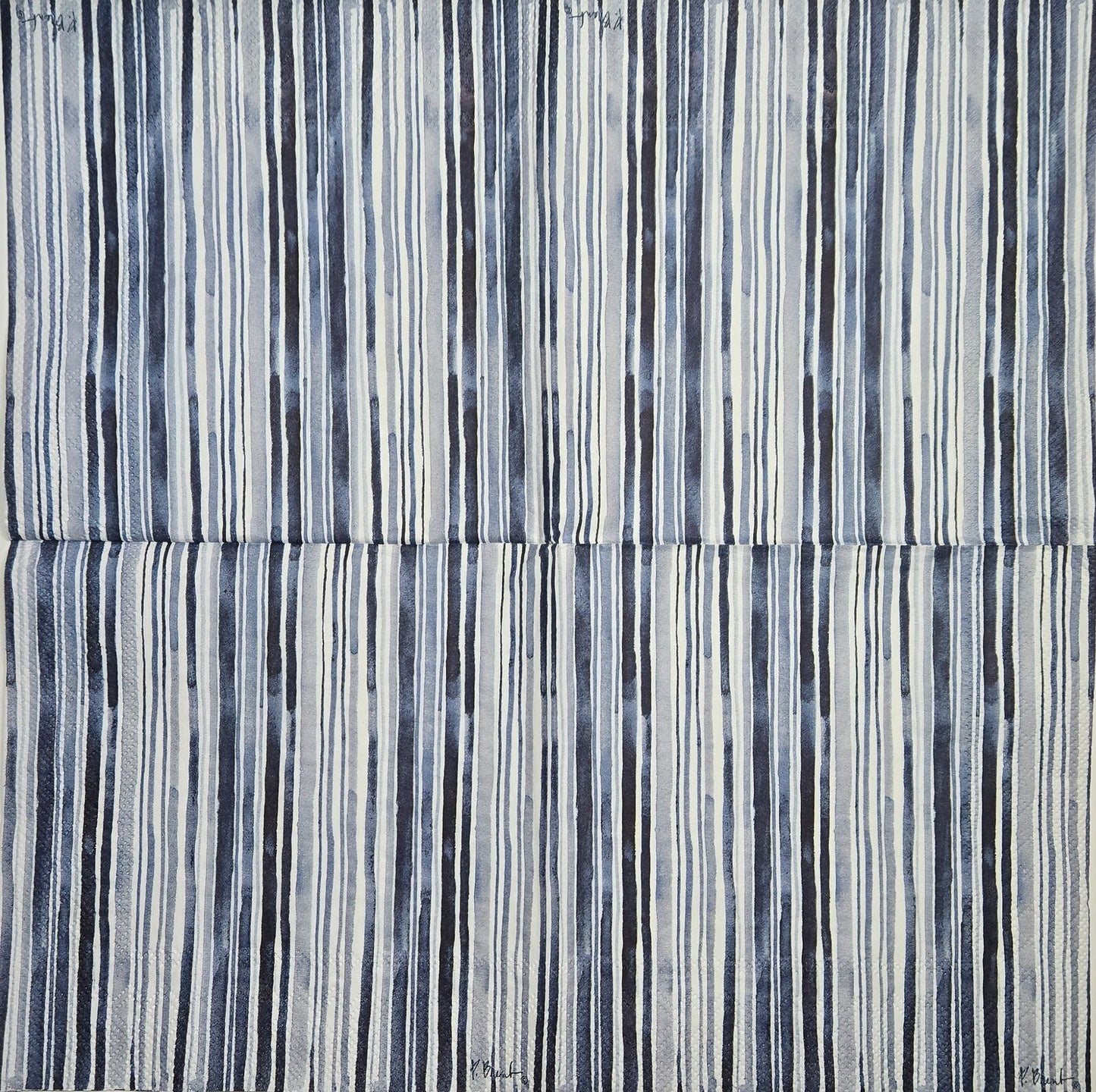 TWO Individual Paper Lunch Decoupage Napkins - 2789 Shades of Blue Stripes