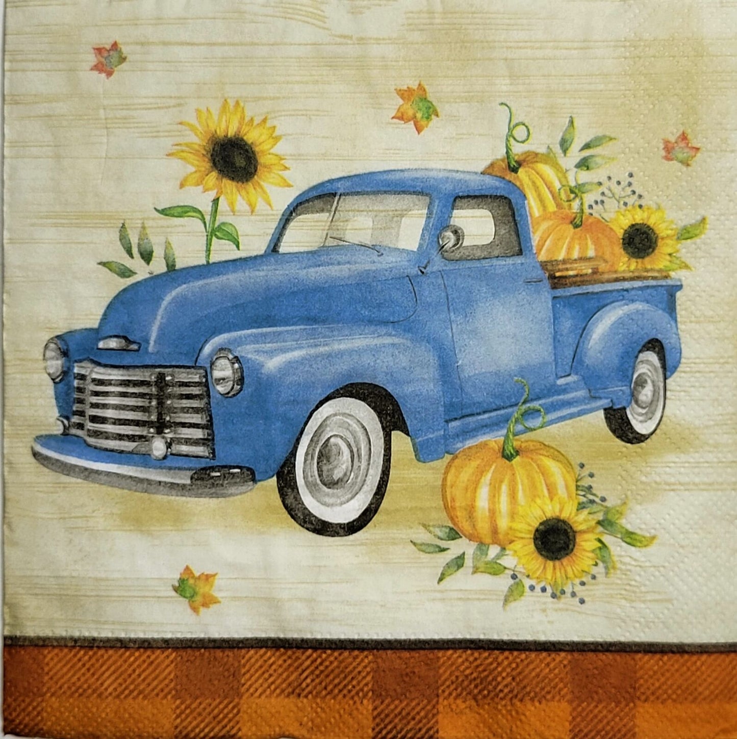 TWO Individual Paper Lunch Decoupage Napkins - 2510 Blue Harvest Truck