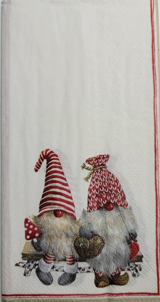 TWO Individual Paper Guest Decoupage Napkins - 2530 Christmas Gnomes