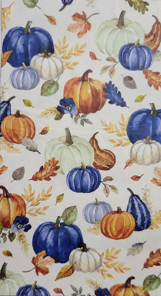 TWO Individual Paper Guest Decoupage Napkins - 2457 Fall's Pumpkin Display