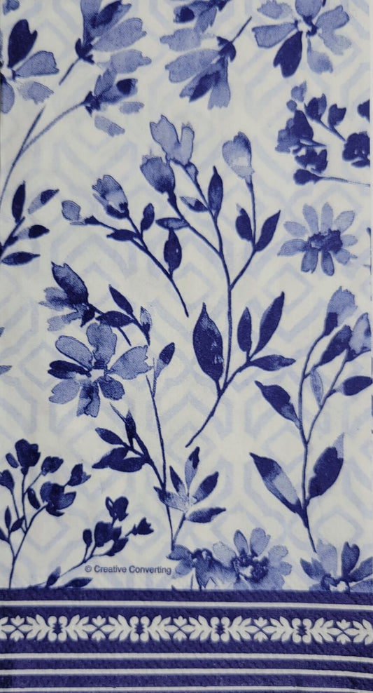 TWO Individual Paper Guest Decoupage Napkins - 2414 Blue Floral Excellence