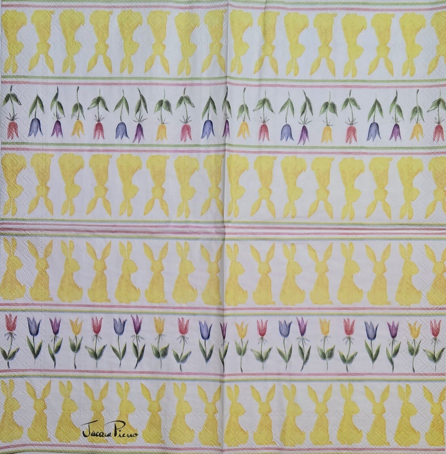 TWO Individual Paper Cocktail Decoupage Napkins - 2614 Spring Tulip Bunnies