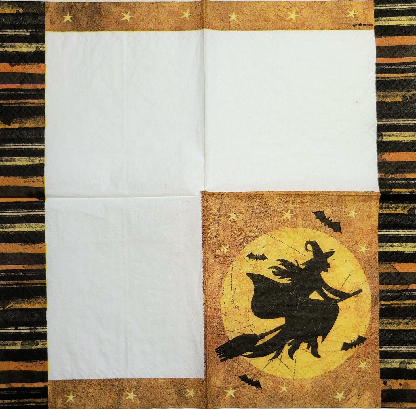 TWO Individual Paper Cocktail Decoupage Napkins - 2487 Full Moon Witch