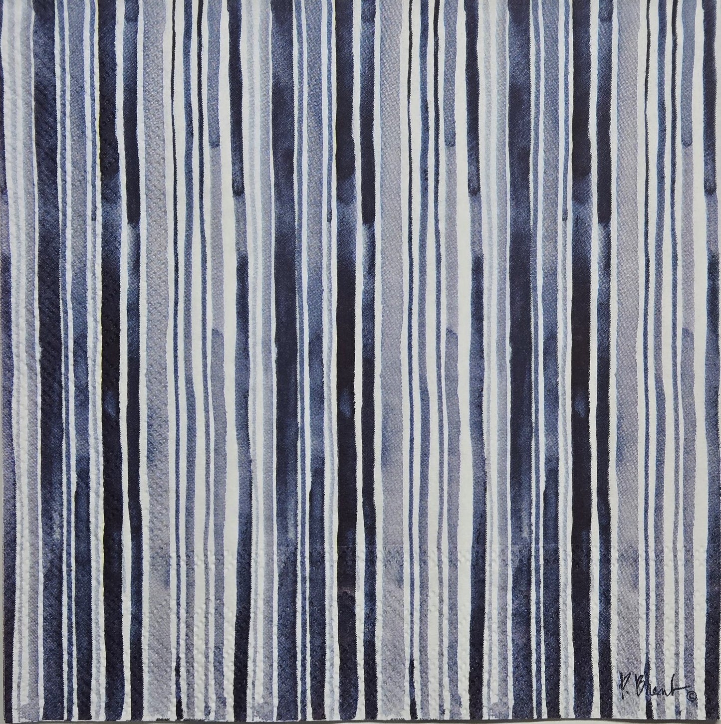 TWO Individual Paper Lunch Decoupage Napkins - 2789 Shades of Blue Stripes