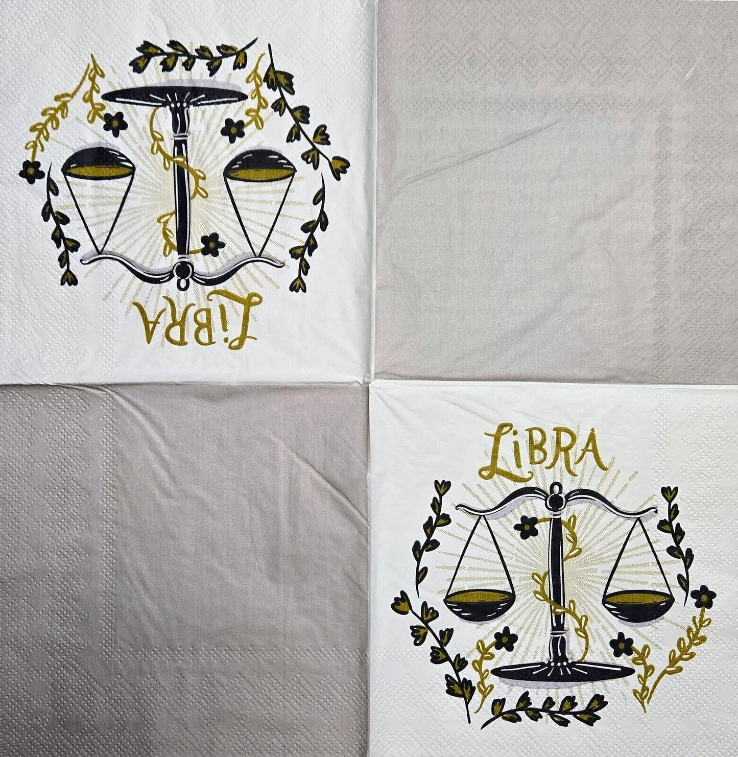 TWO Individual Paper Cocktail Decoupage Napkins - 2612 Zodiac Libra Scales