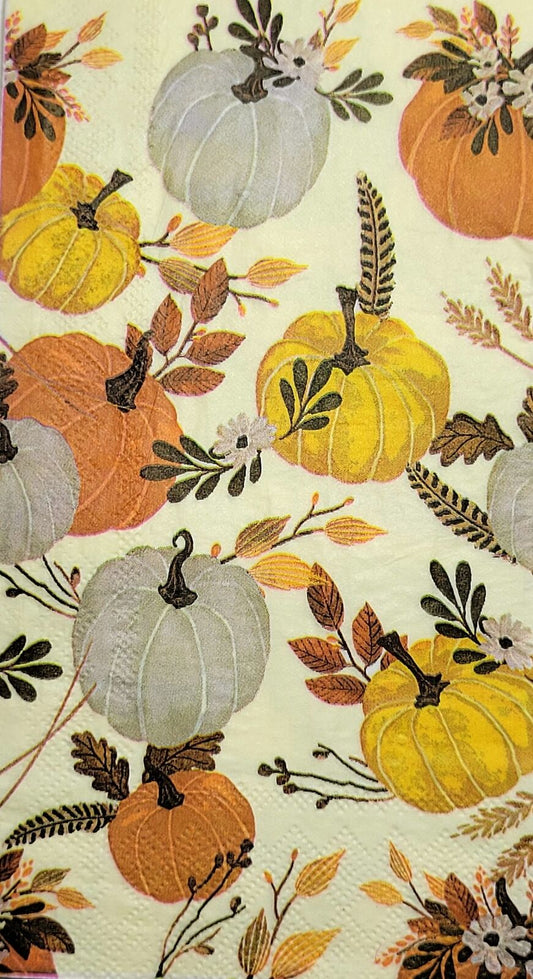 TWO Individual Paper Guest Decoupage Napkins - 2480 Thanksgiving Pumpkins