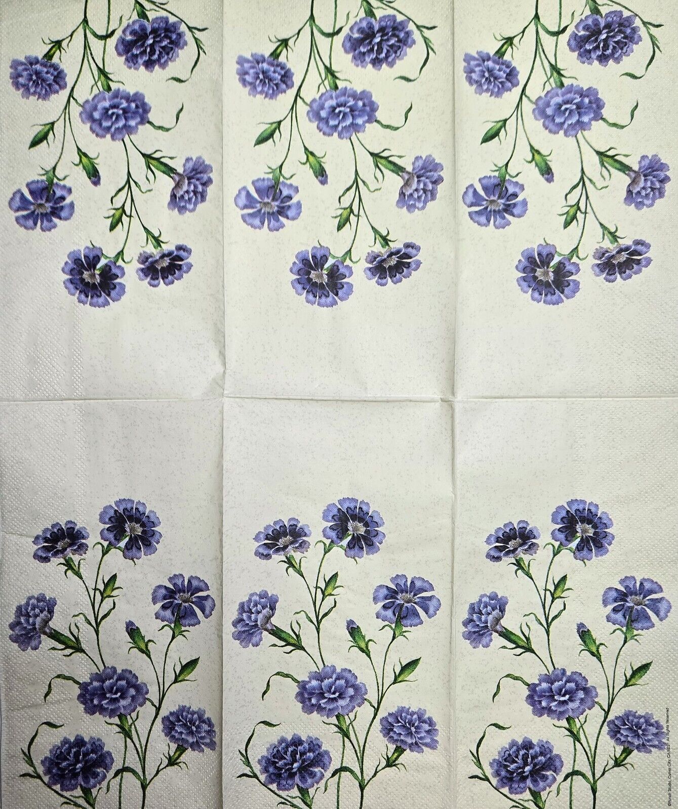 TWO Individual Paper Guest Decoupage Napkins - 2602 Blue Spring Flowers