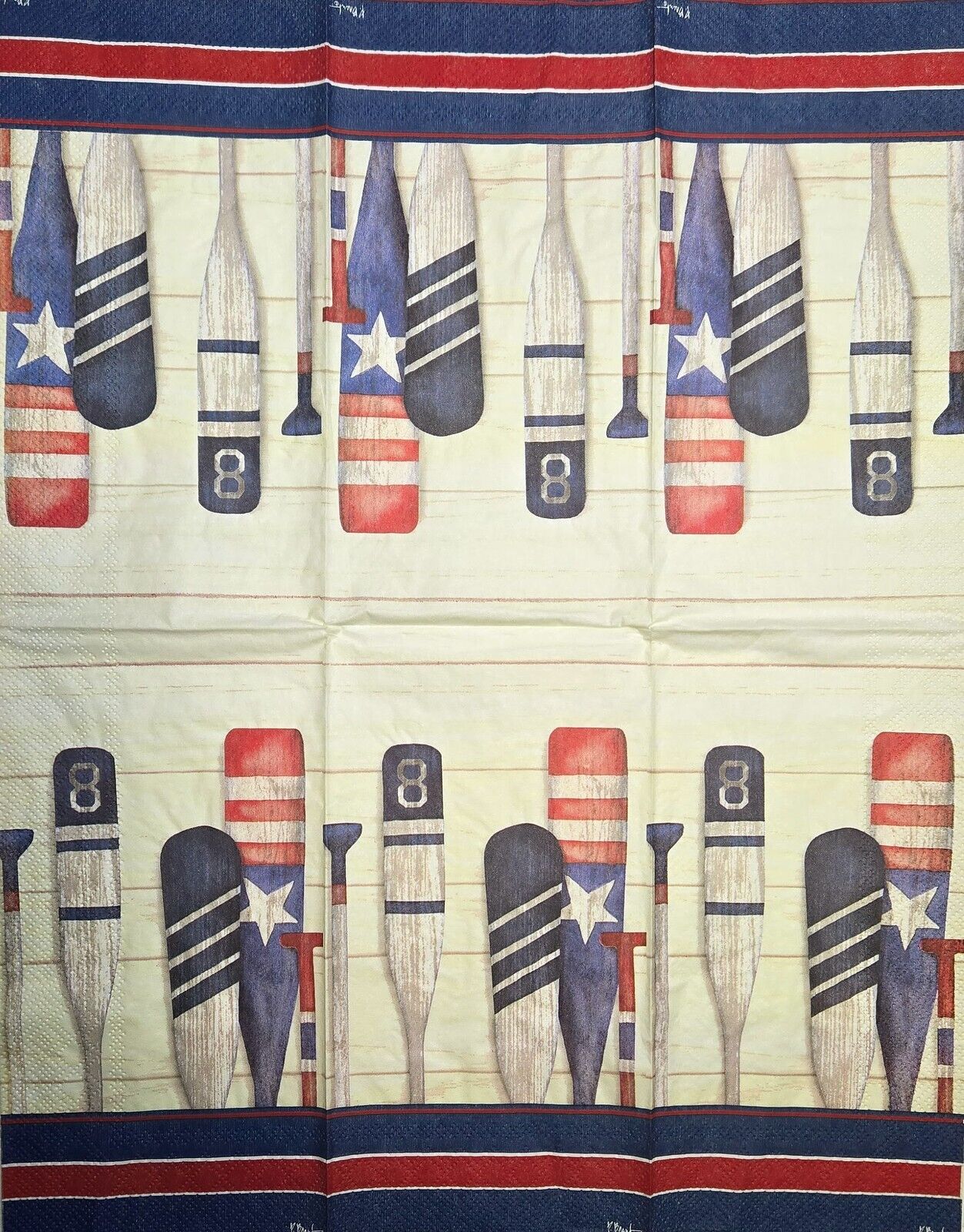 TWO Individual Paper Guest Decoupage Napkins - 2623 Patriotic Port Oars