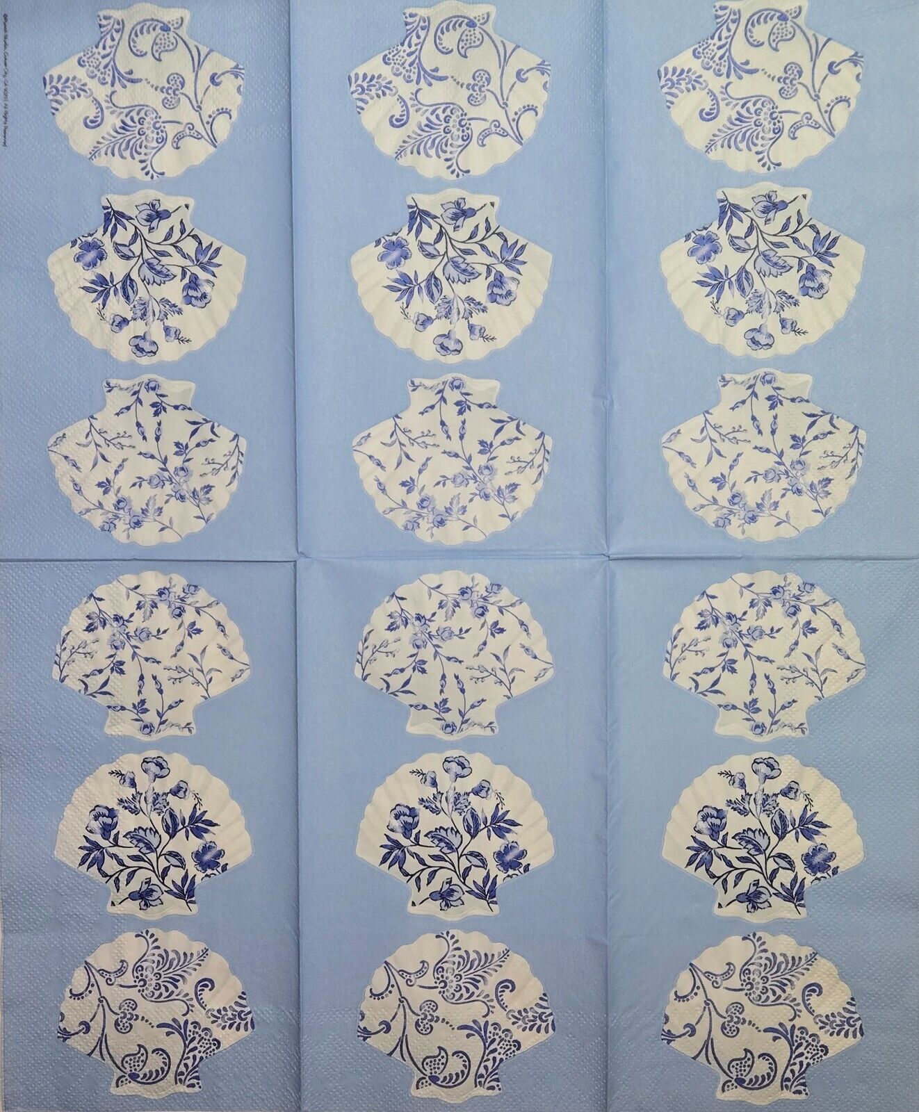 TWO Individual Paper Guest Decoupage Napkins - 2619 Blue Blue Shells