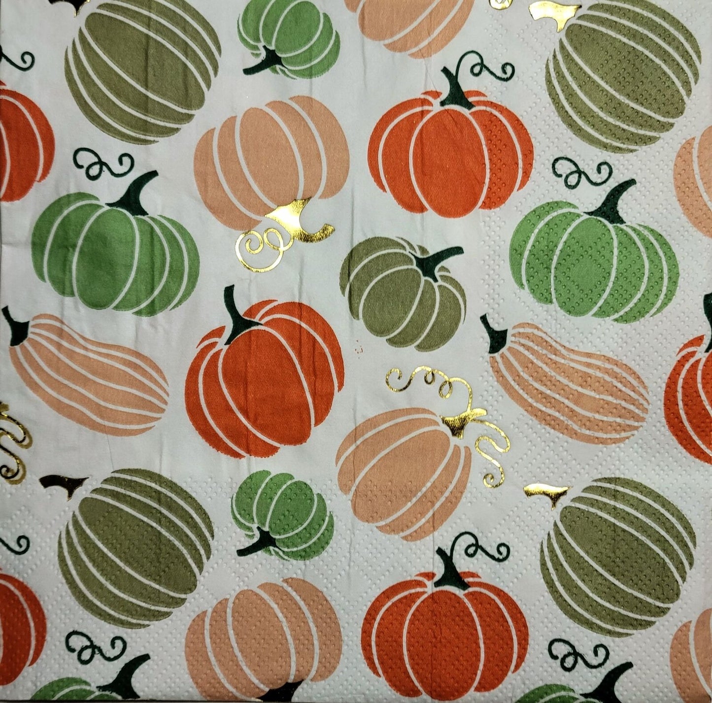 TWO Individual Paper Lunch Decoupage Napkins - 2509 Colorful Fall Pumpkins