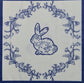 TWO Individual Paper Cocktail Decoupage Napkins - 2764 Blue Easter Bunny Wreath