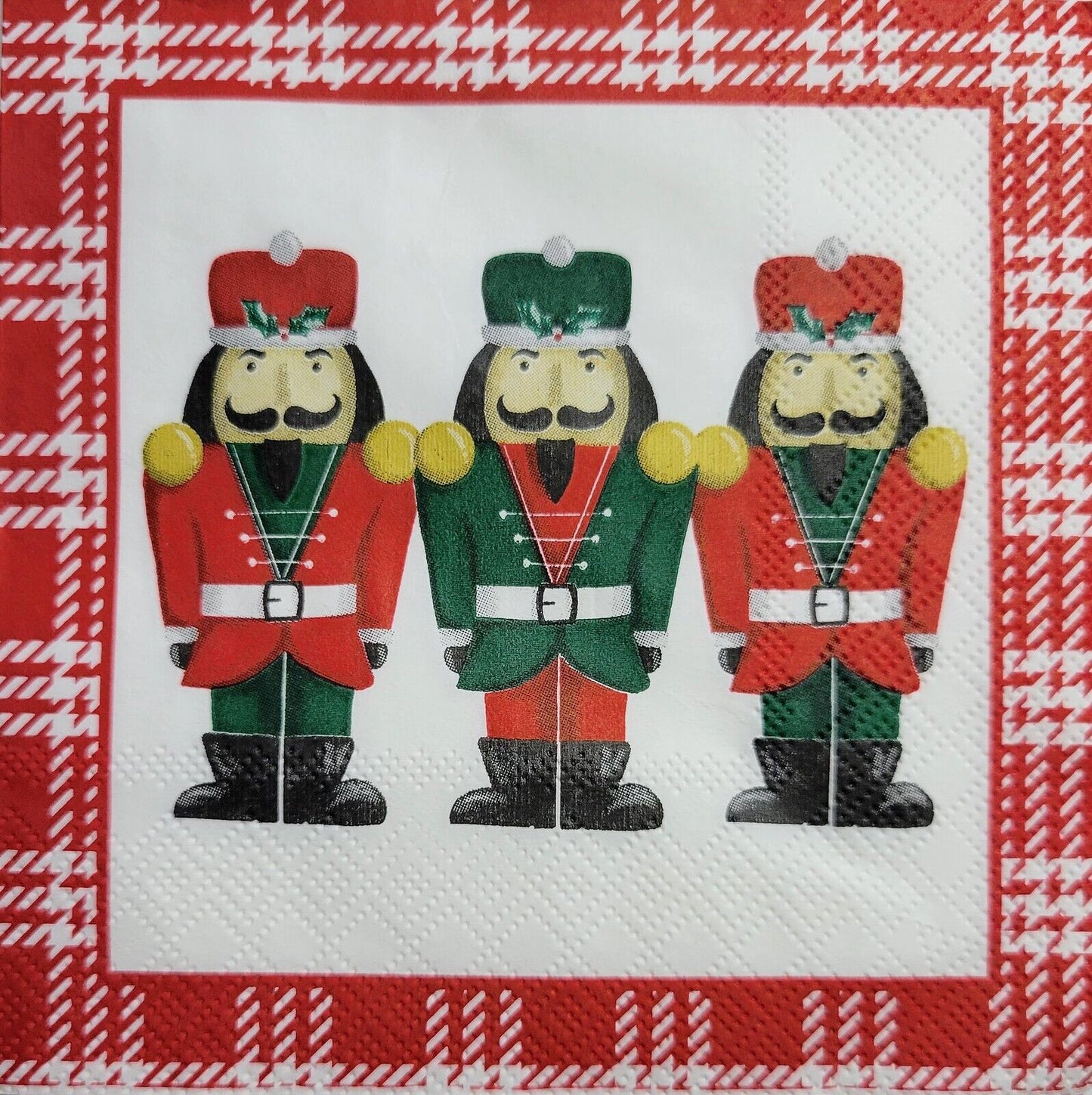 Two Individual Paper Cocktail Decoupage Napkins - 2547 Christmas Nutcrackers